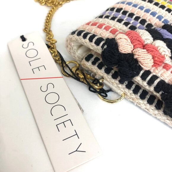 Sole Society Multicolor Woven Clutch Purse NEW